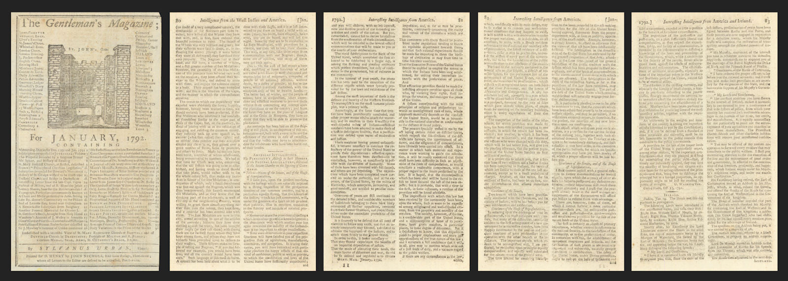 George Washington's 1791 State of the Union address in the Gents Mag 1792